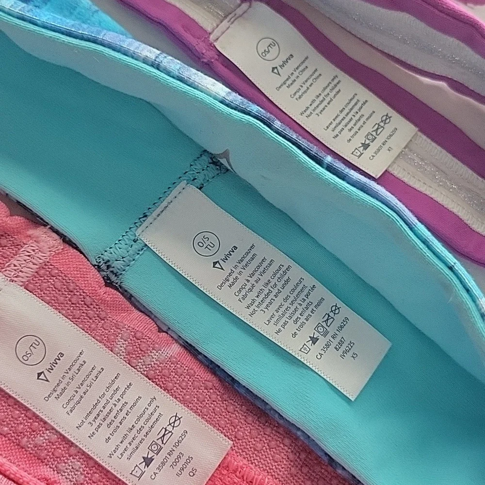 Ivivva Kids Colorful Headband Set - Purple, Pink, Gray, Blue